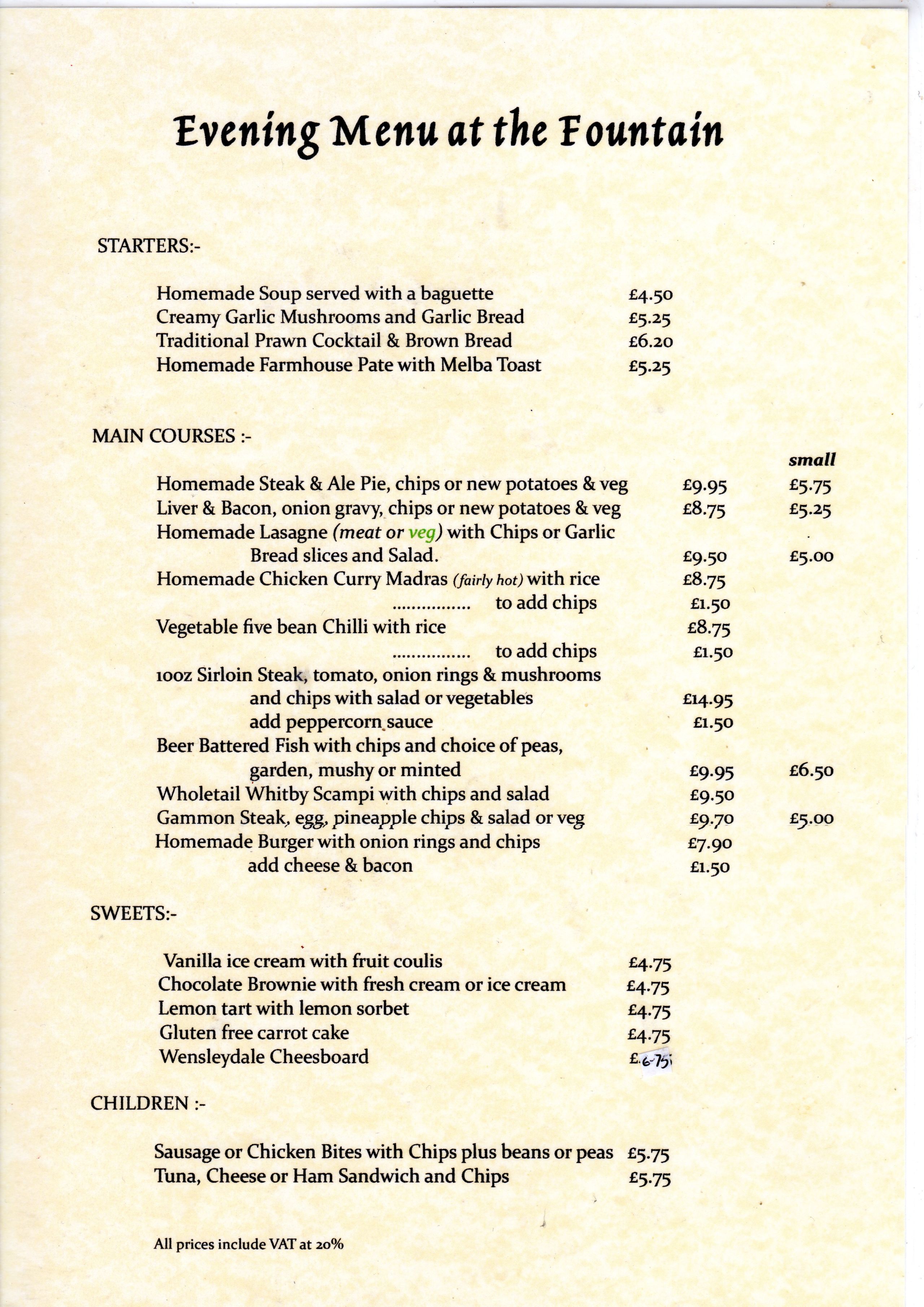 Pub Food Home Cooked Bar Meals Hawes, North Yorkshire