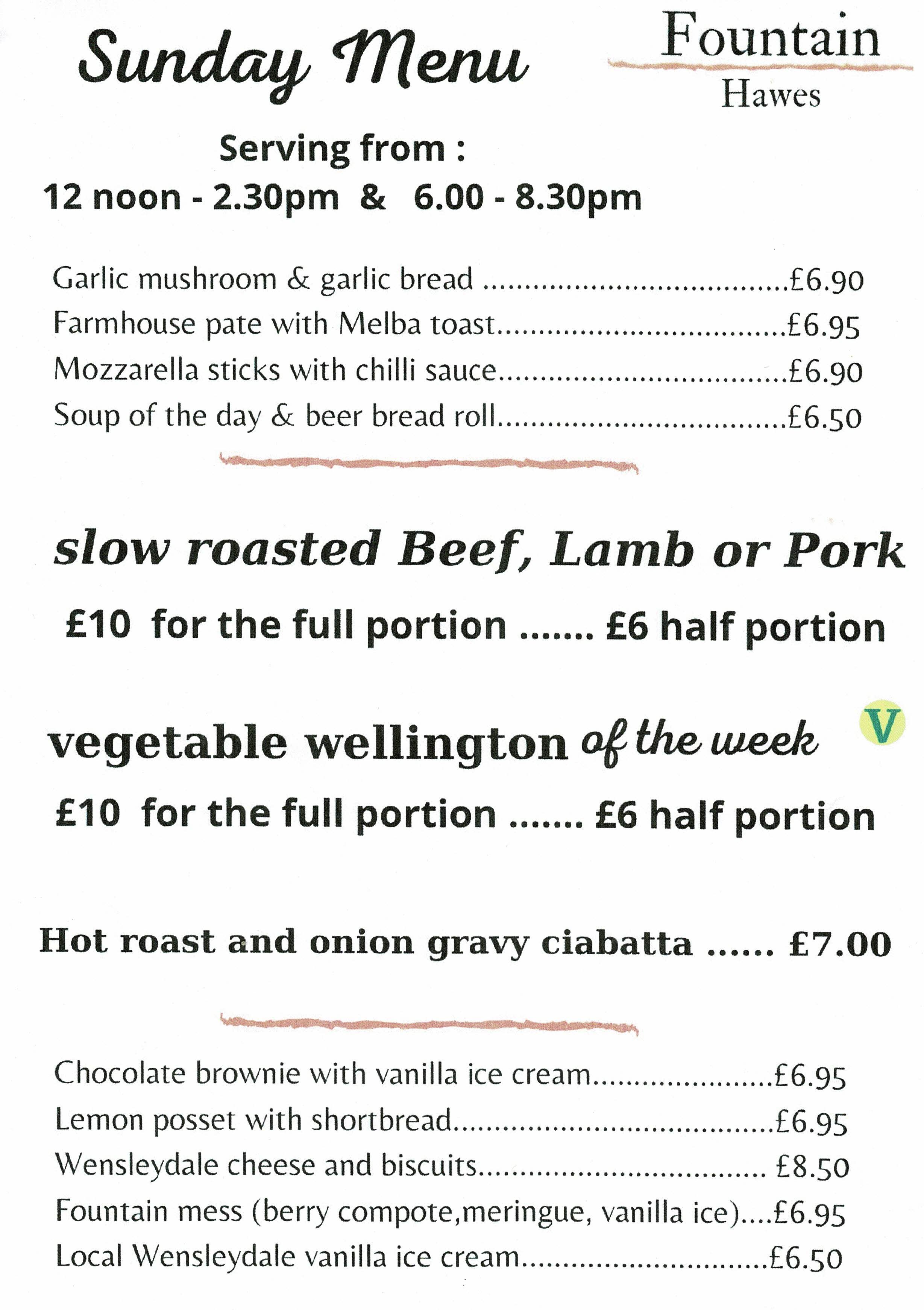 Pub Food Home Cooked Bar Meals Hawes, North Yorkshire
